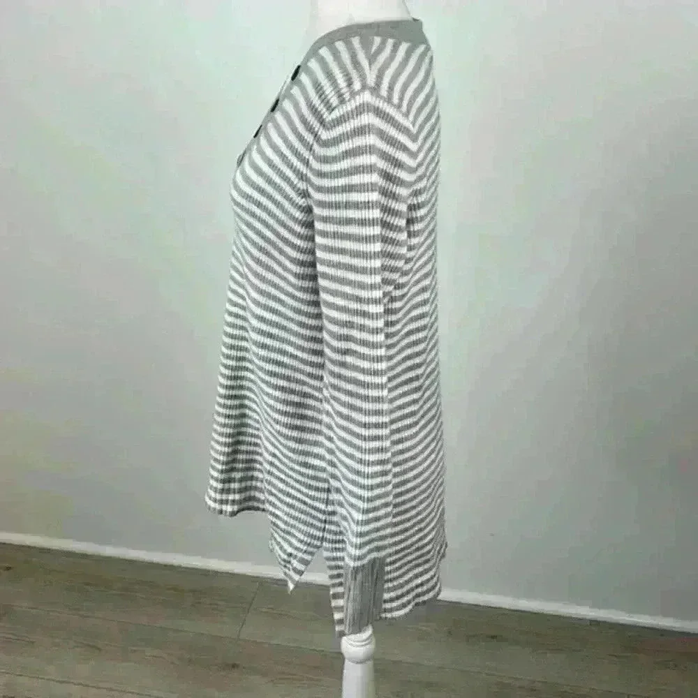 Sonoma Grey & White Striped Pullover Sweater Size M